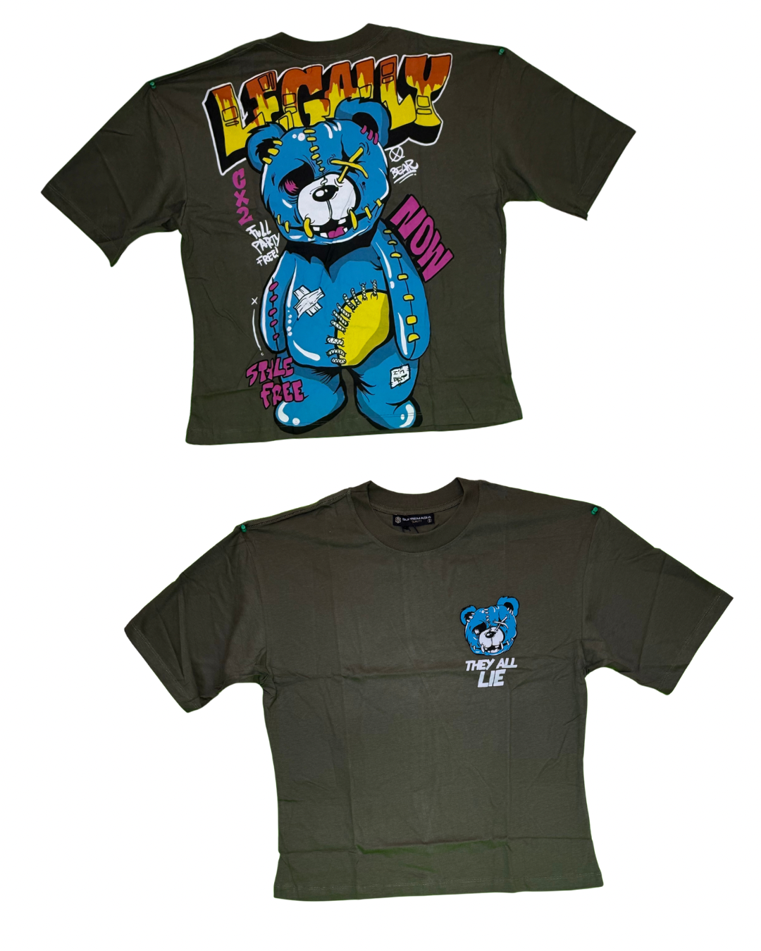 Supremasia Lucky Bear Oversize T-Shirt – Dark Green